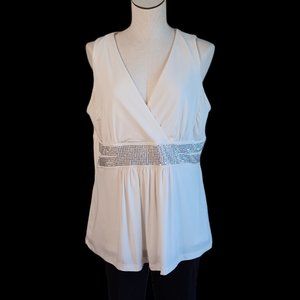 TORRID • Size 1  XL sexy sleeveless blouse top silver sequins surplice women's